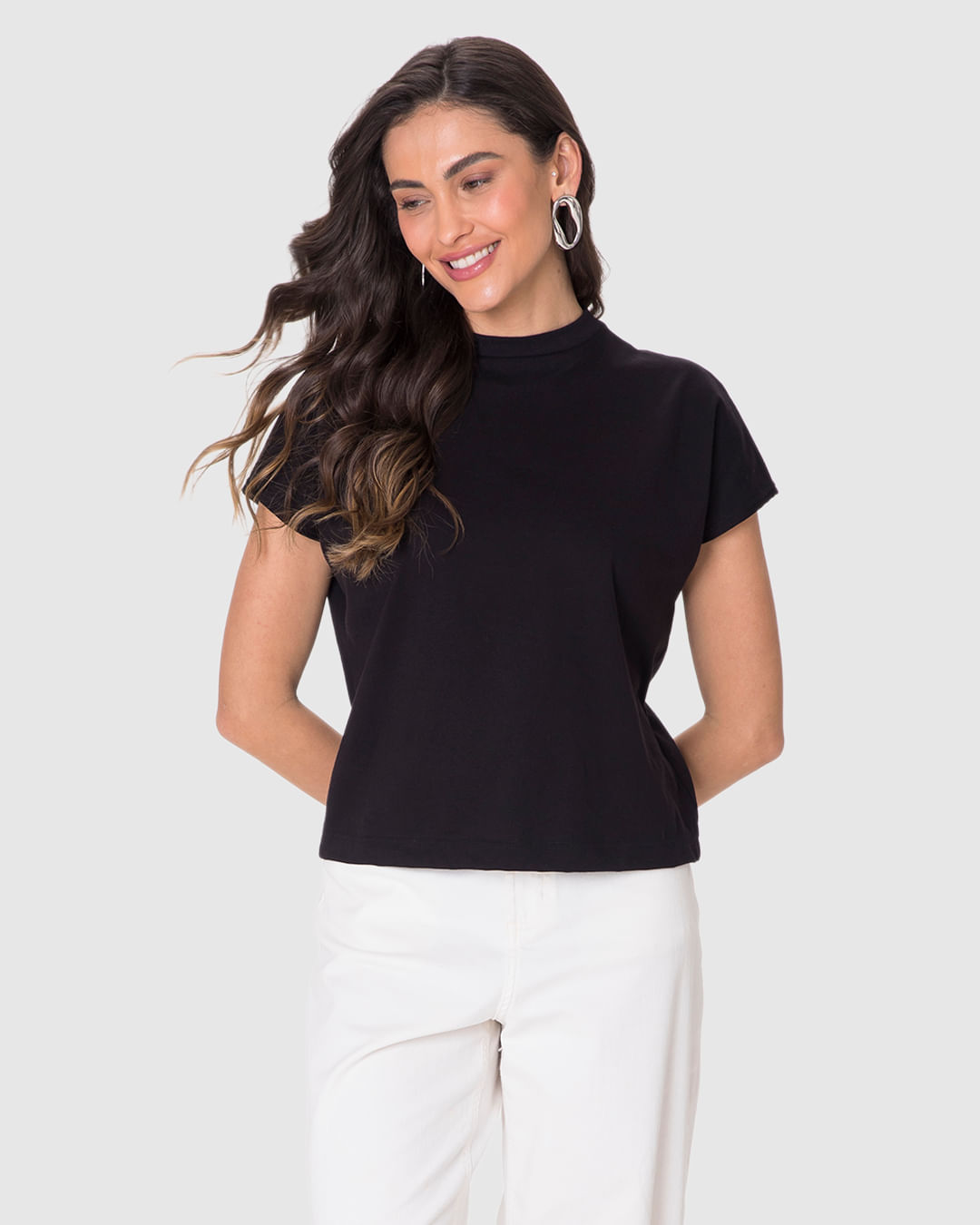 Blusa Básica Feminina Manga Curta Sem Cavas Em Malha Algodão Comfy