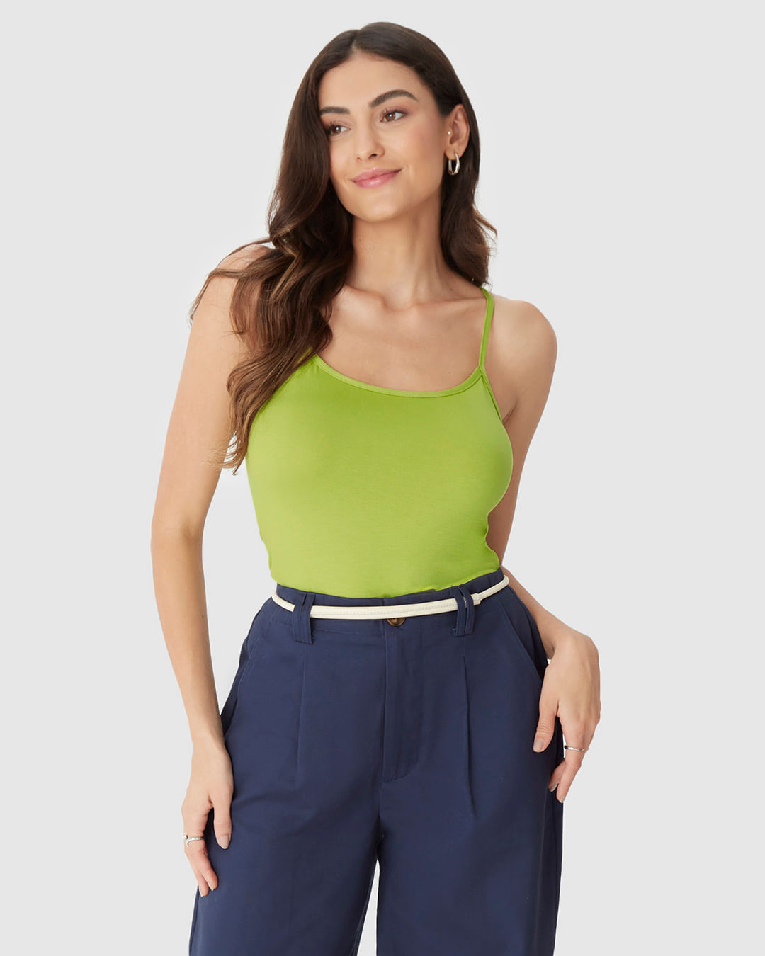 Regata Básica Feminina Decote Redondo Em Viscose Stretch - Imagem 6