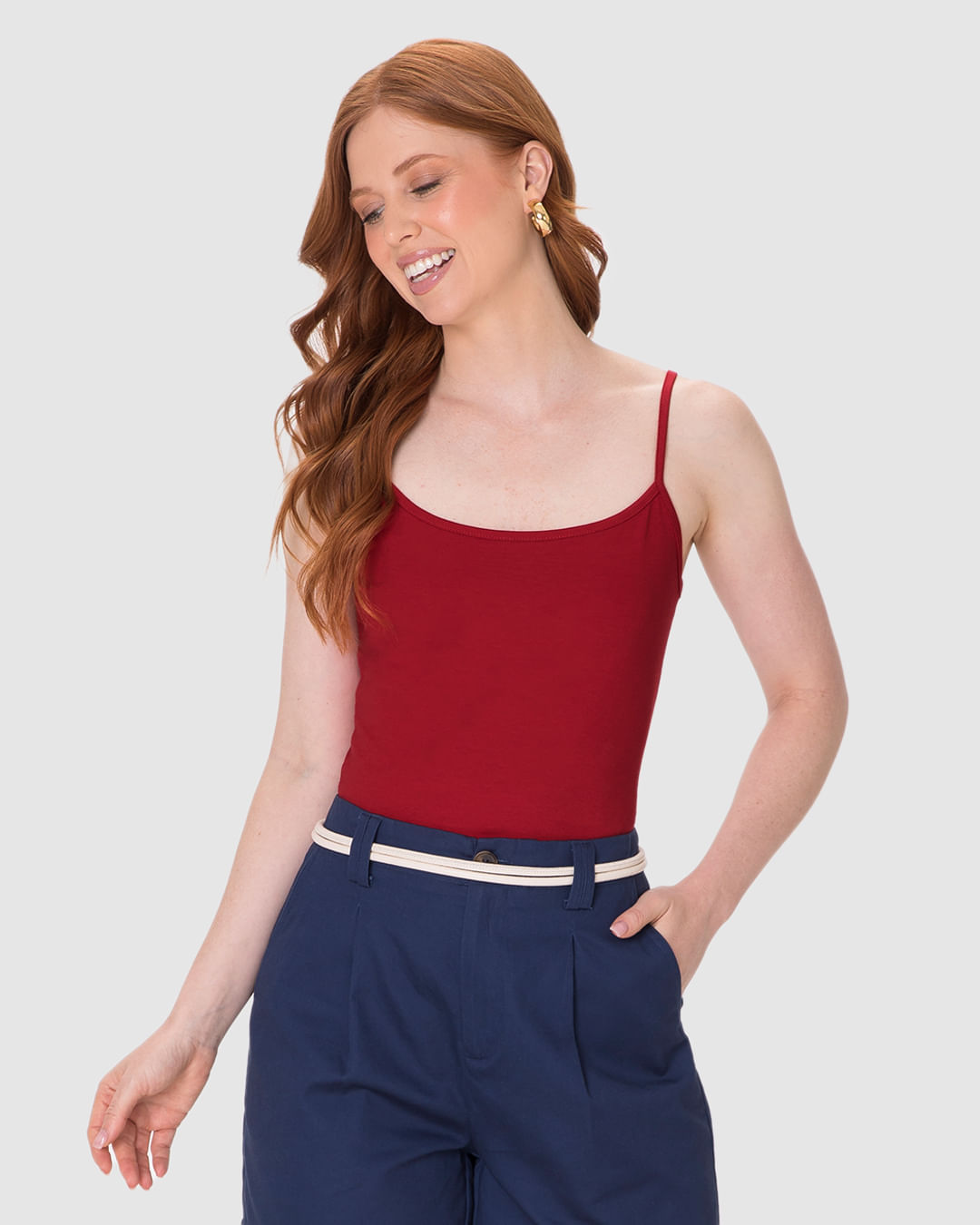 Regata Básica Feminina Alça Fina Em Algodão - Imagem 21