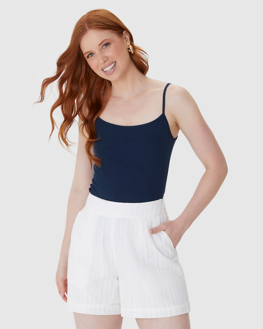 Regata Básica Feminina Alça Fina Em Algodão