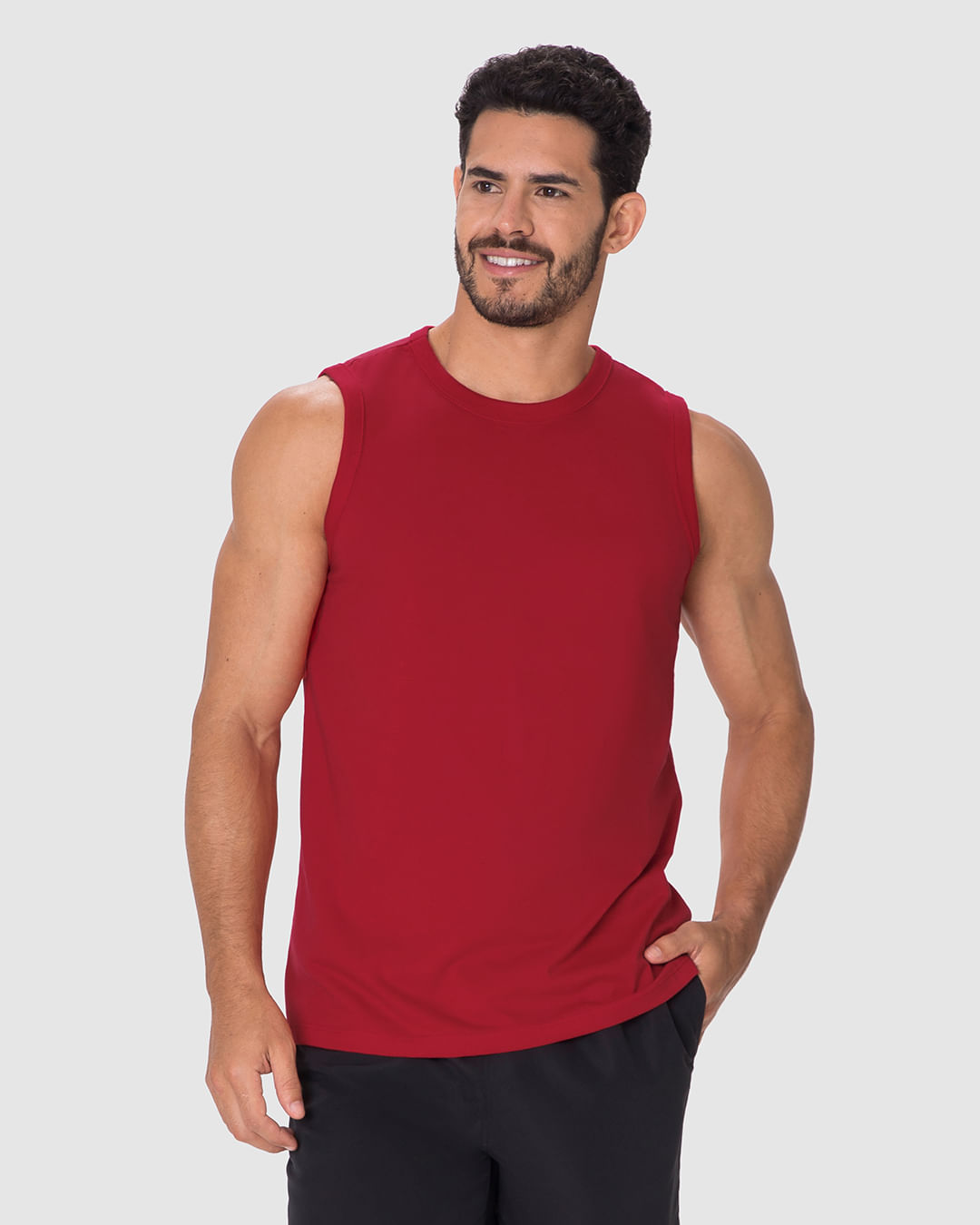 Regata Básica Masculina Cava Ajustada Em Algodão