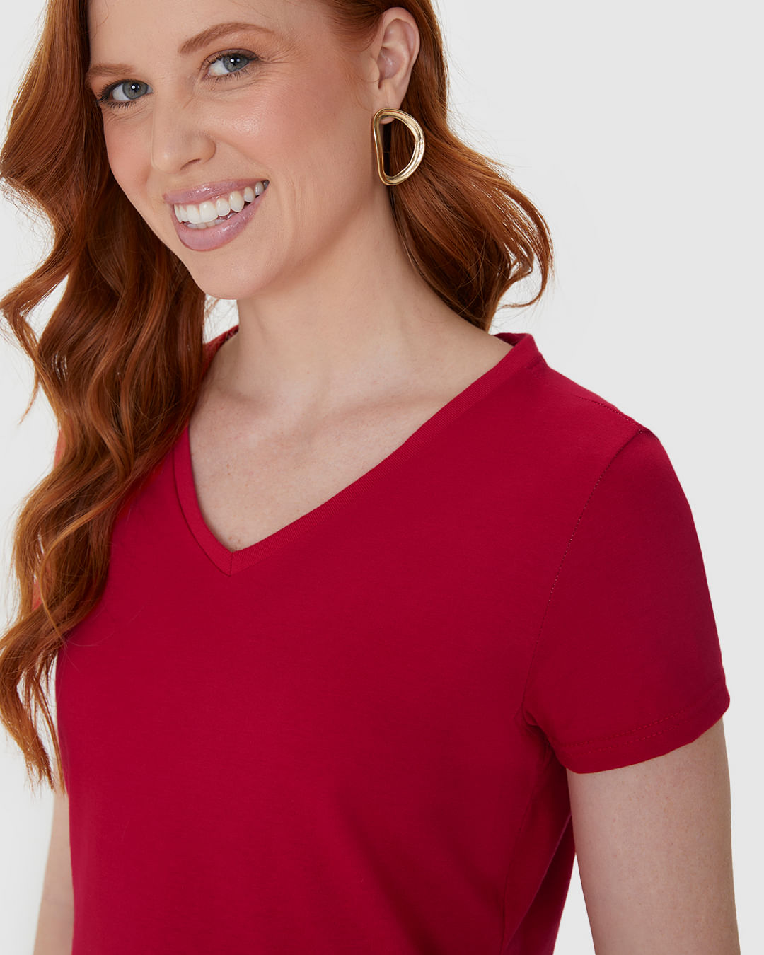 Blusa Básica Feminina Decote V Em Algodão - Imagem 28