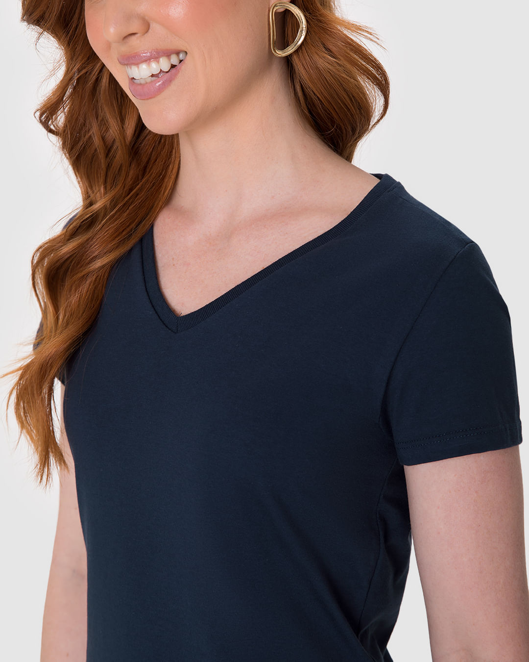 Blusa Básica Feminina Decote V Em Algodão - Imagem 28