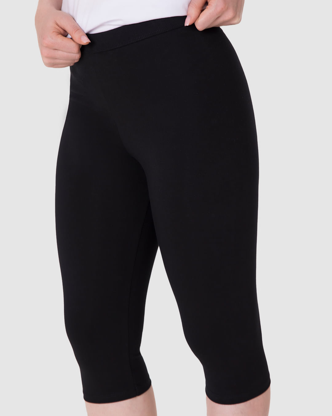 Calça Corsário Básica Feminina Cós Elástico Em Algodão - Imagem 3