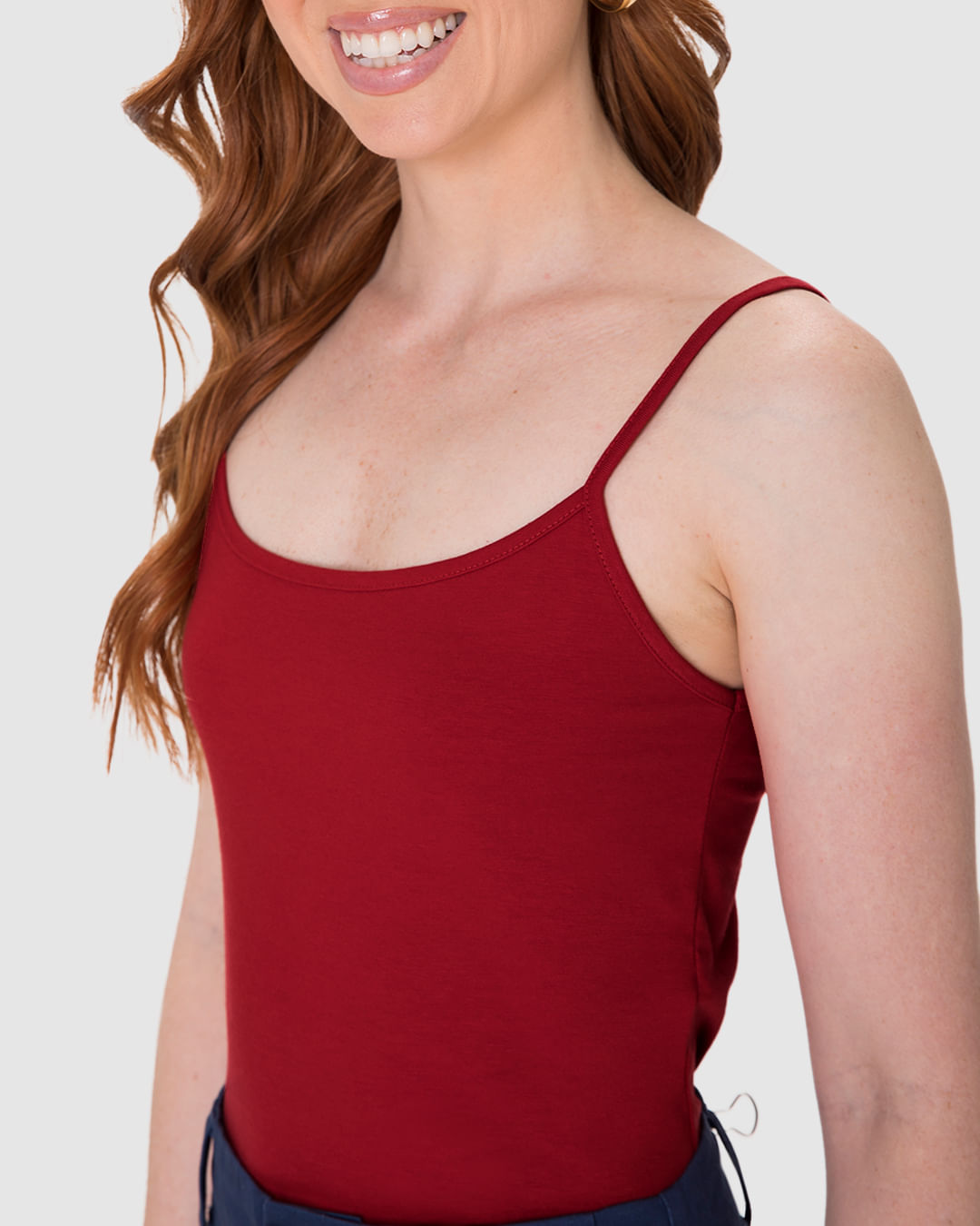 Regata Básica Feminina Alça Fina Em Algodão - Imagem 3