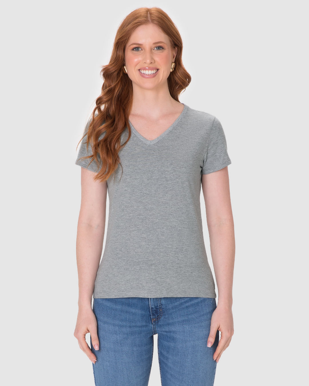 Blusa Básica Feminina Decote V Em Algodão - Imagem 29