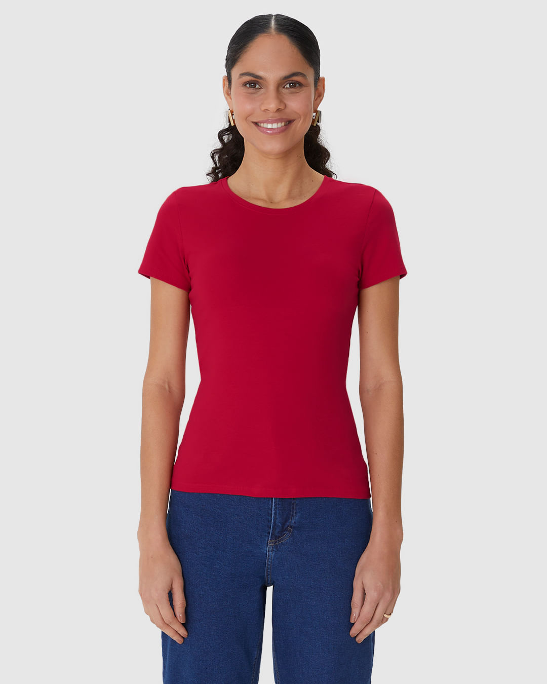 Blusa Básica Feminina Decote Redondo Em Algodão - Imagem 24