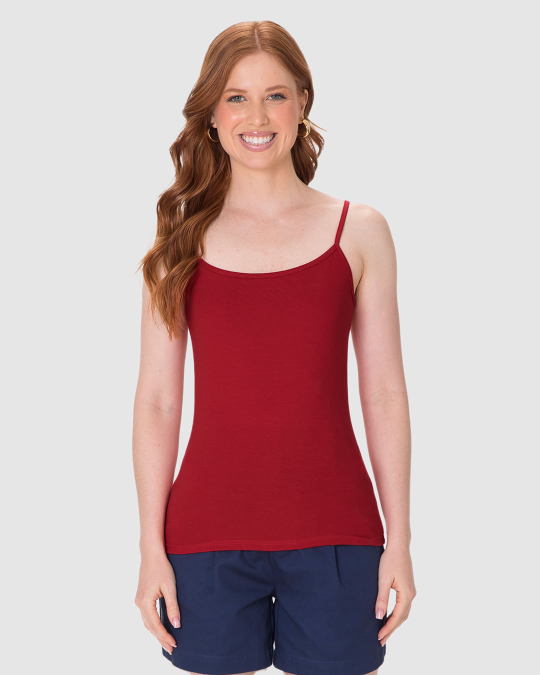 Regata Básica Feminina Alça Fina Em Algodão - Imagem 9