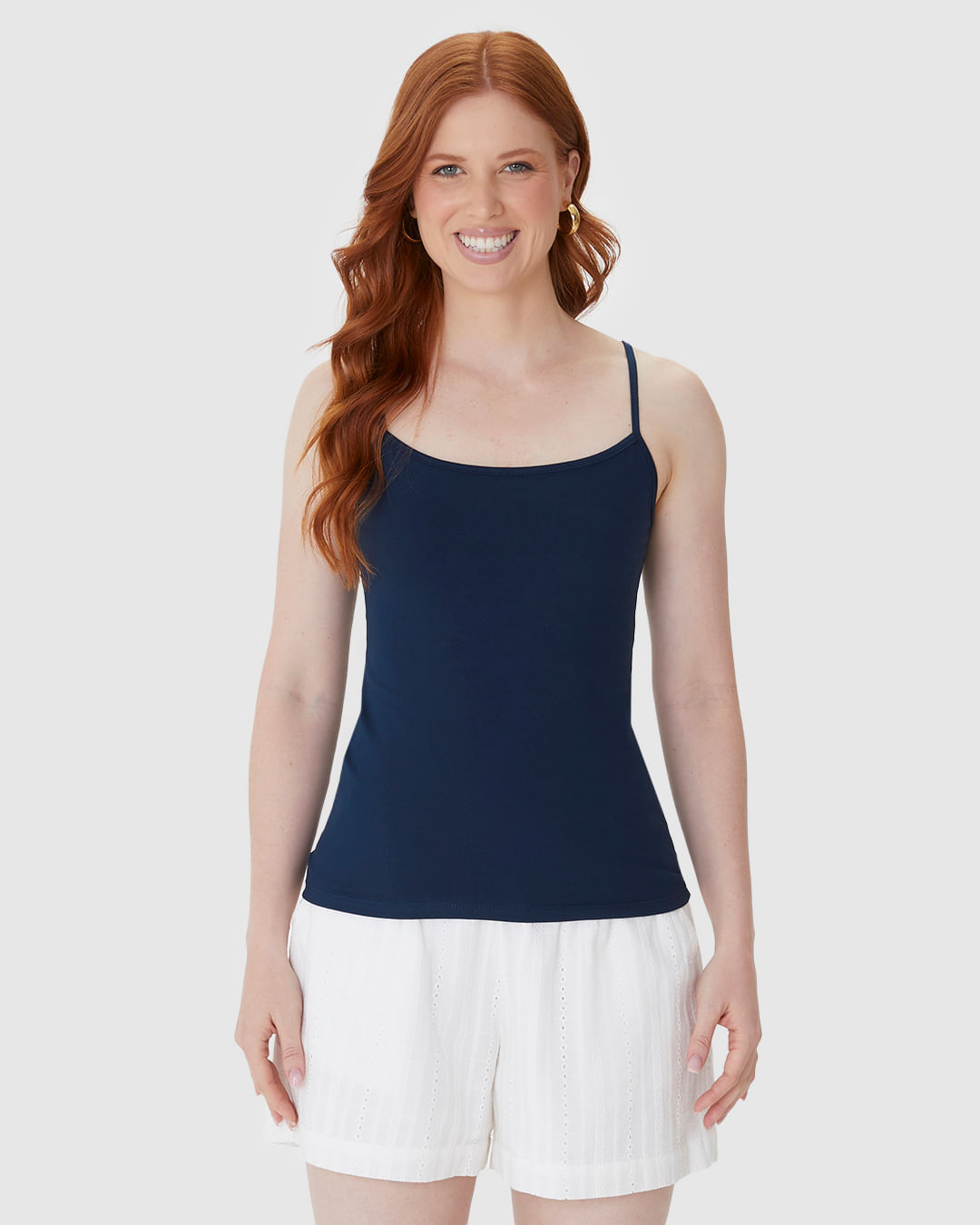 Regata Básica Feminina Alça Fina Em Algodão - Imagem 4