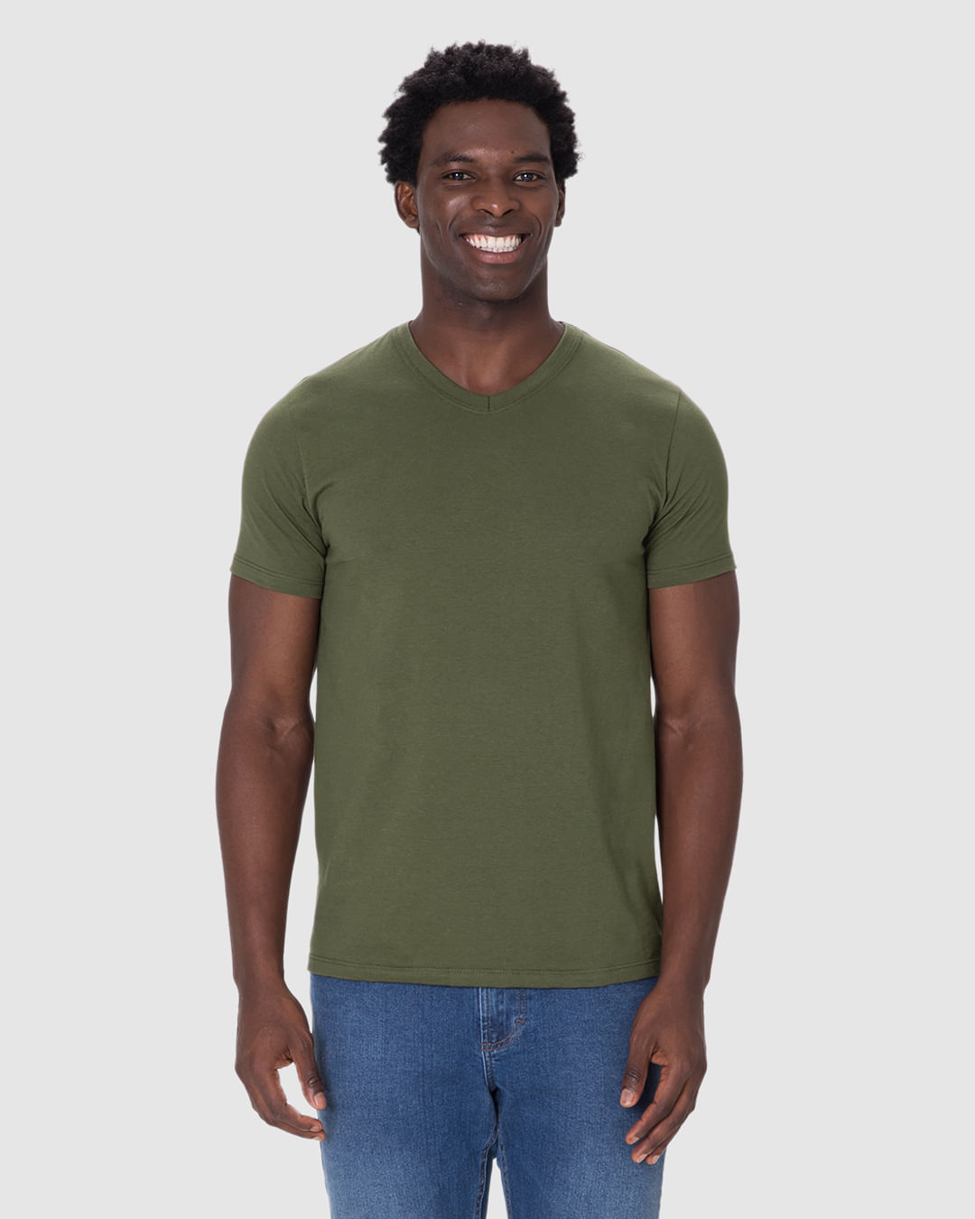 Camiseta Básica Masculina Gola V Em Algodão - Imagem 14