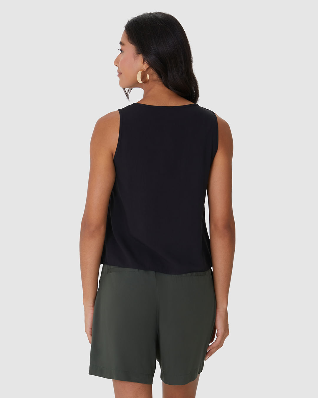 Regata Básica Feminina Long Cropped Alça Larga Em Viscose - Imagem 10