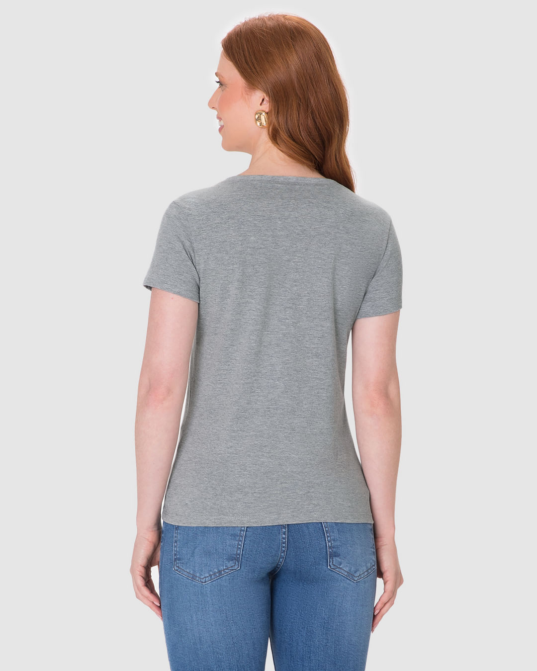 Blusa Básica Feminina Decote V Em Algodão - Imagem 10