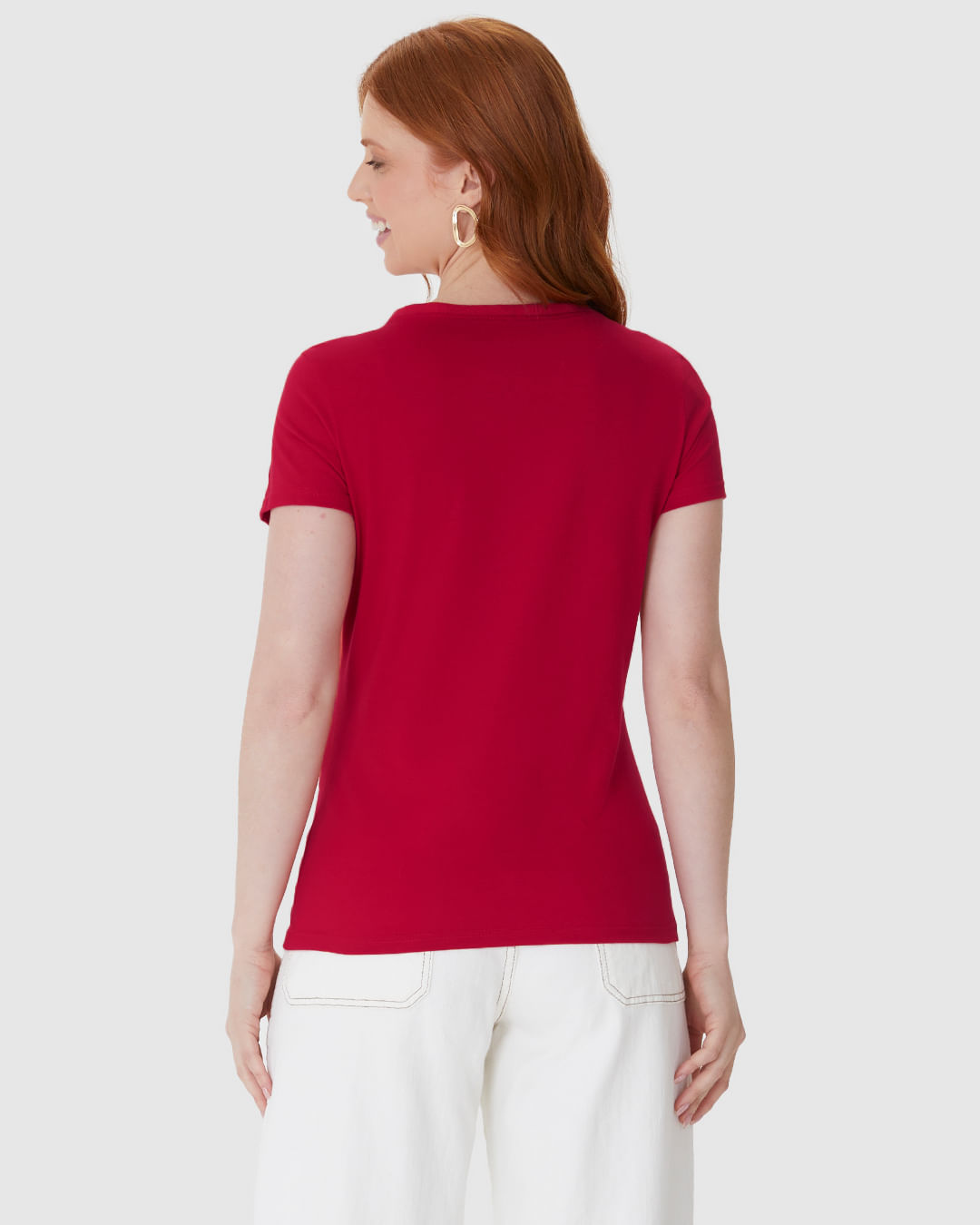 Blusa Básica Feminina Decote V Em Algodão - Imagem 15