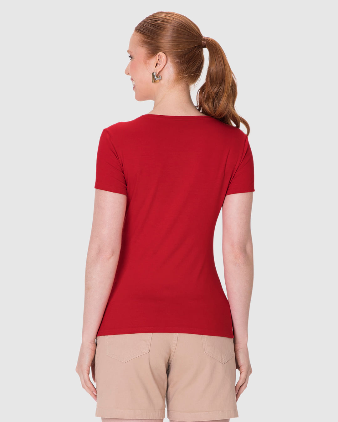 Blusa Básica Feminina Decote V Em Viscose Stretch - Imagem 20