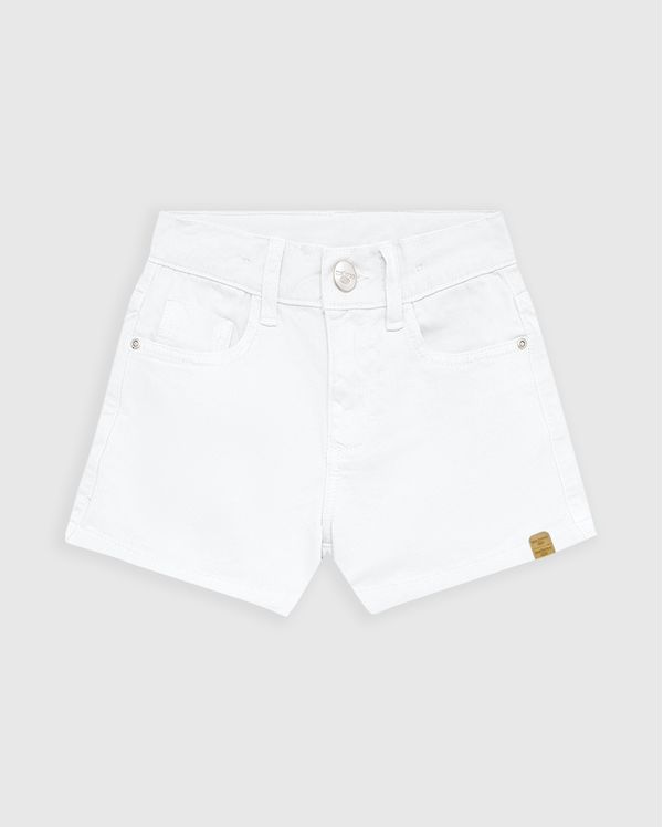 Shorts Infantil Menina Cintura Elástico Ajustável Em Sarja Stretch Malwee Kids Branco - 14