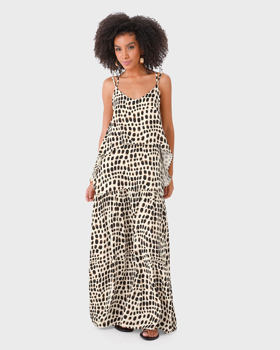 Vestido Longo Feminino Alça Fina Amarração Nas Costas Em Viscose - ENFIM - Imagem 7