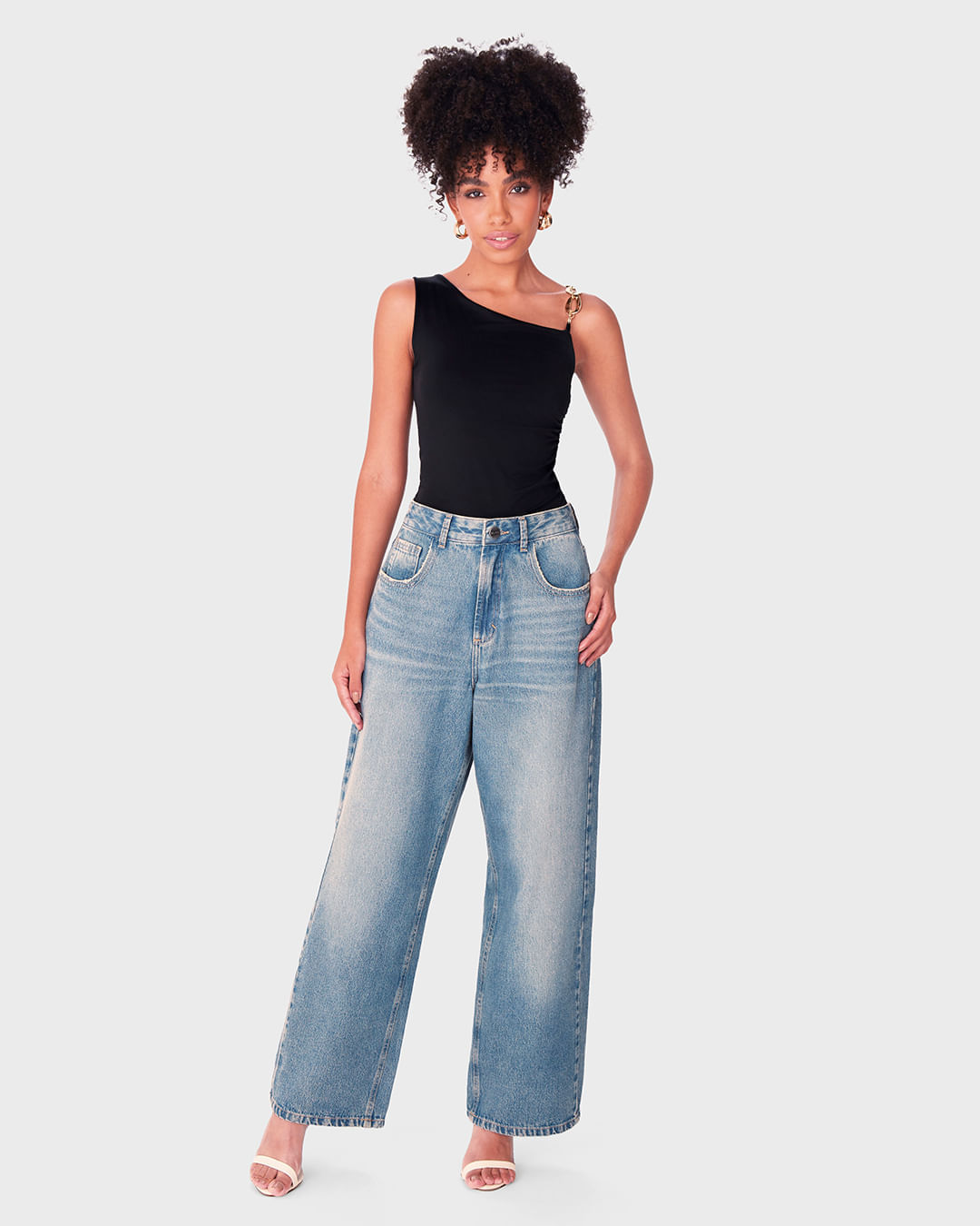 Calça Feminina Relaxed Fit Cintura Média Em Jeans 100% Algodão - ENFIM - Imagem 10