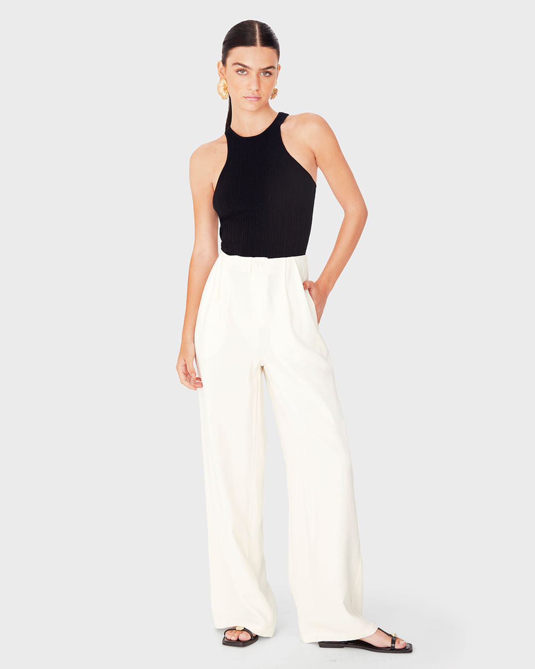 Regata Justa Feminina Decote Halter Neck em Tricô de Viscose - ENFIM