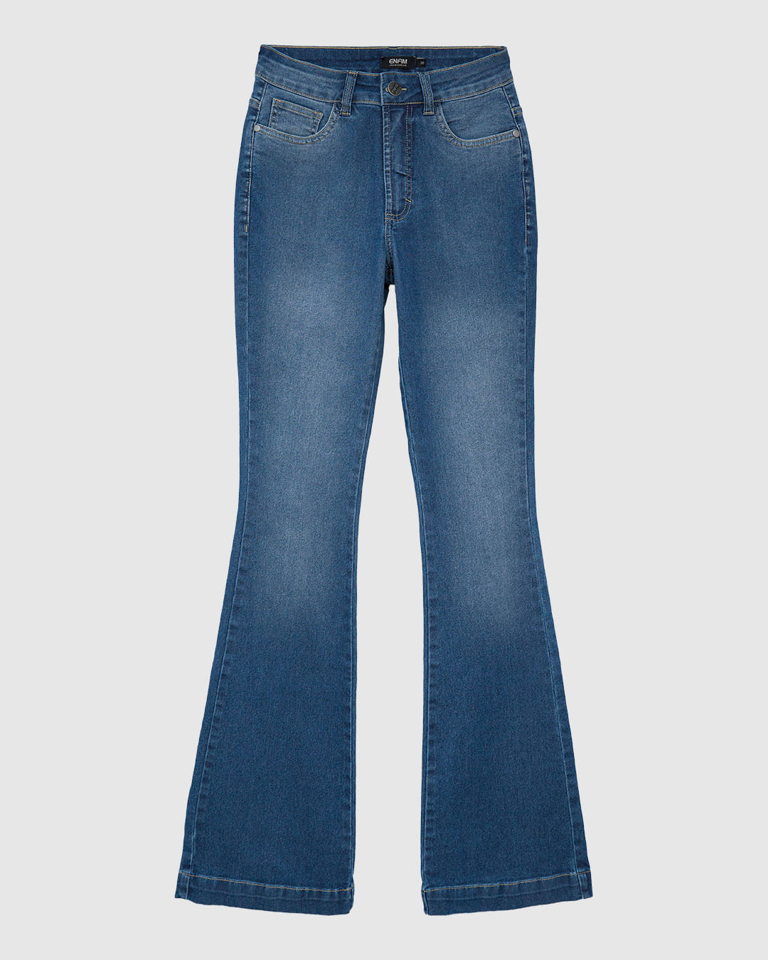 Calça Feminina Flare Cintura Alta Em Jeans Com Elastano - ENFIM - Imagem 8