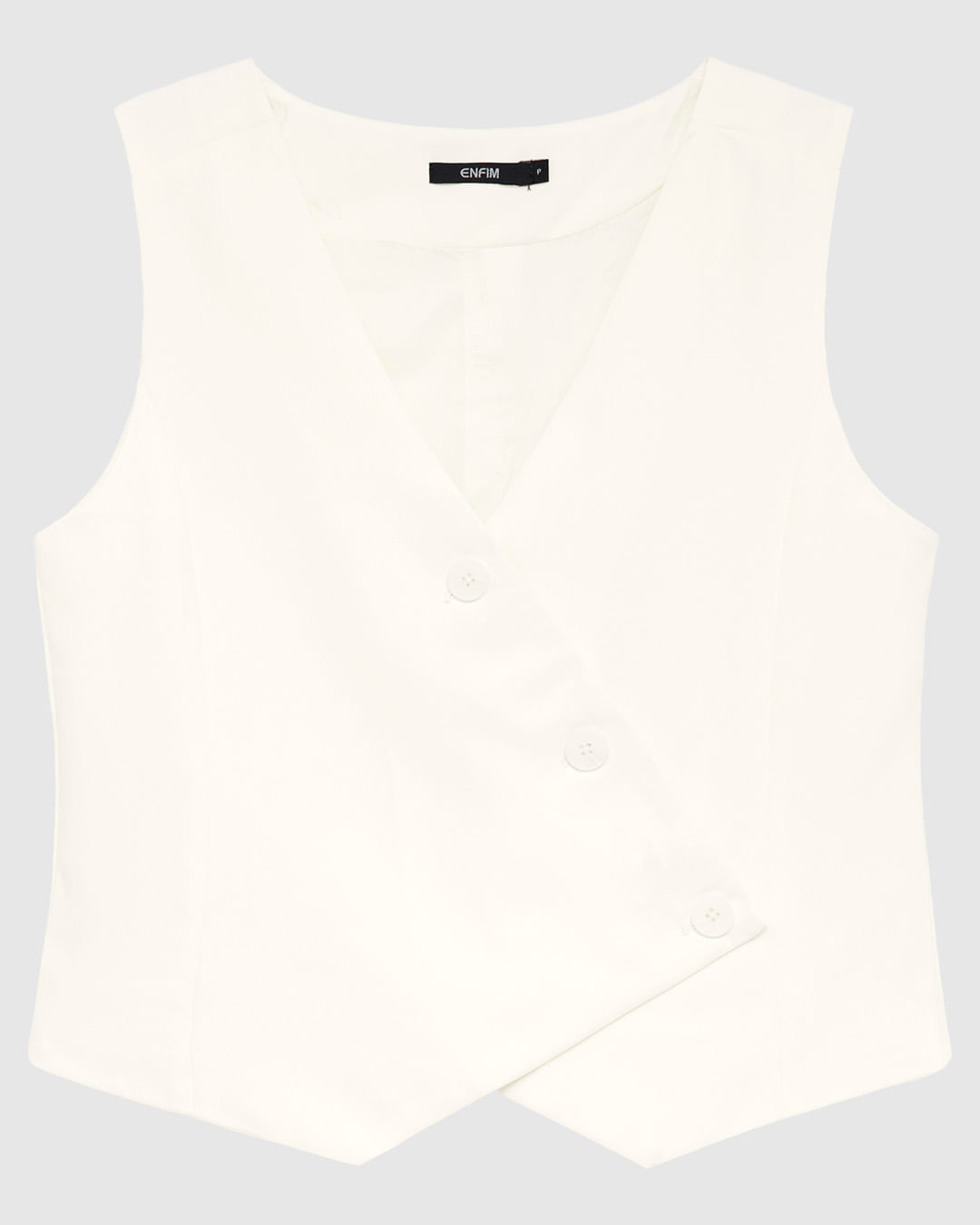 Colete Feminino Transpassado Botão Frontal Em Tecido Alfaiataria - ENFIM - Imagem 5