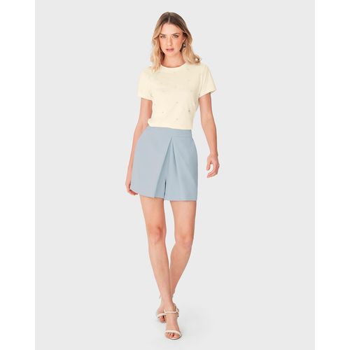 Camiseta Feminina Slim Aplicação de Rebites em Algodão - ENFIM