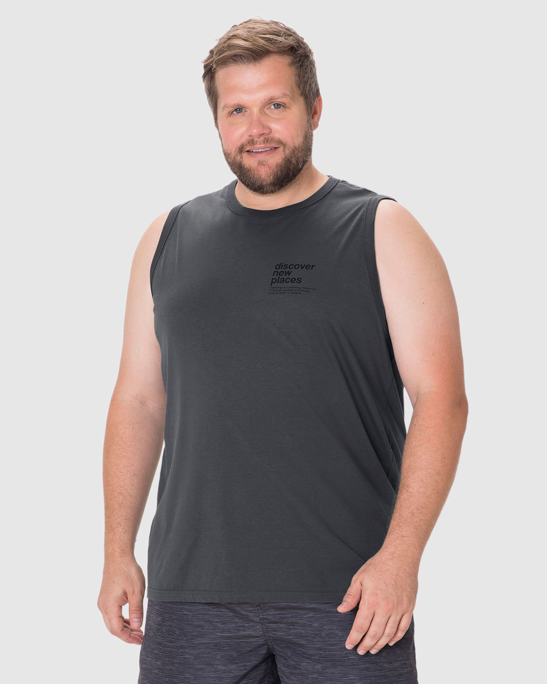 Regata Masculina Plus Size Estampa Discover New Places Em Algodão - Imagem 9