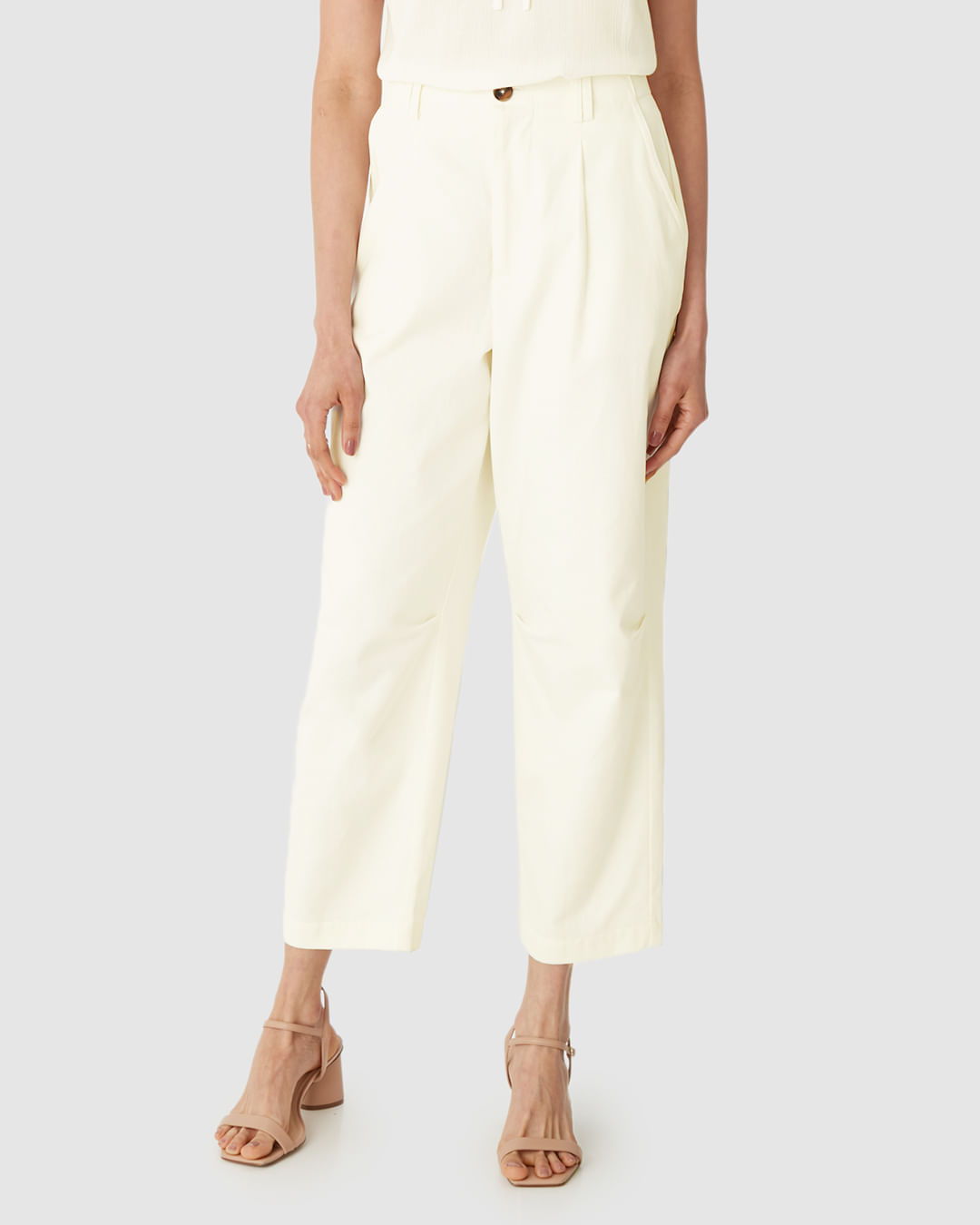 Calça Alfaiataria Feminina Bolso Funcional Em Algodão Sarjado - Imagem 11