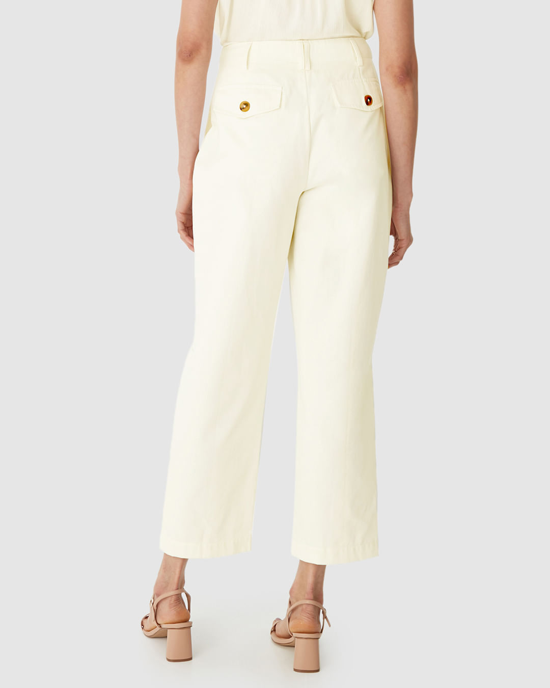 Calça Alfaiataria Feminina Bolso Funcional Em Algodão Sarjado - Imagem 12