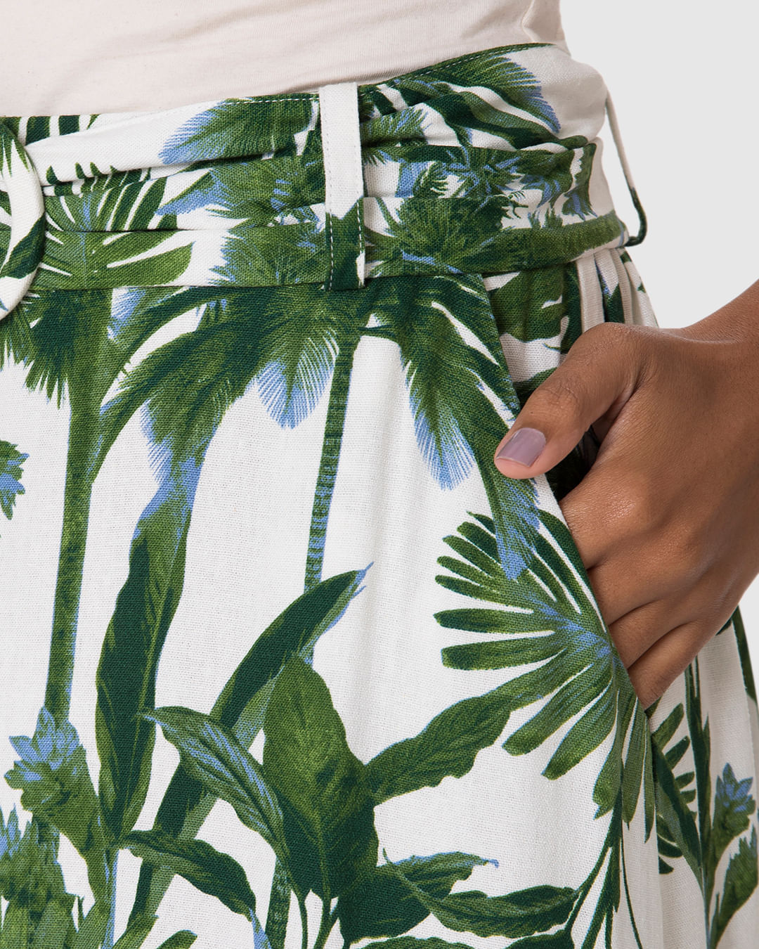 Saia Midi Feminina Acompanha Cinto Bolso Faca Em Viscolinho - Imagem 10