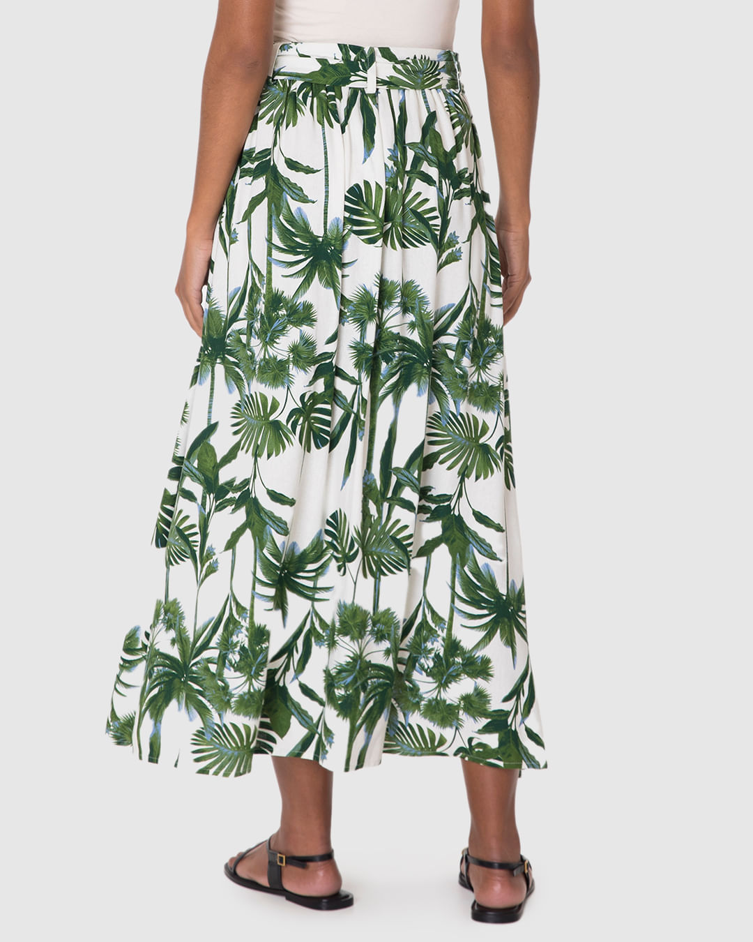 Saia Midi Feminina Acompanha Cinto Bolso Faca Em Viscolinho - Imagem 24