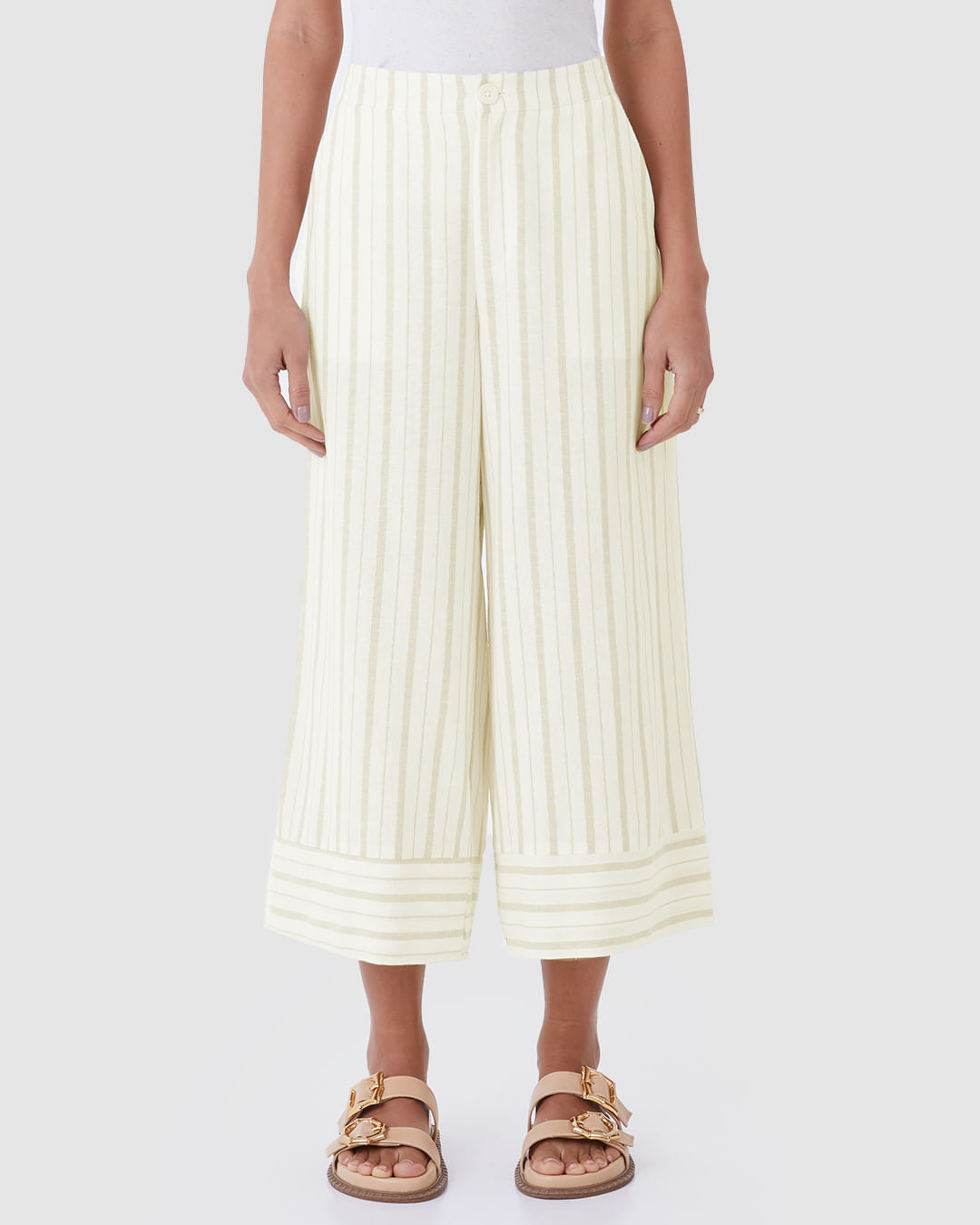 Calça Pantacourt Feminina Bolso Faca Em Viscolinho Lurex - Imagem 11