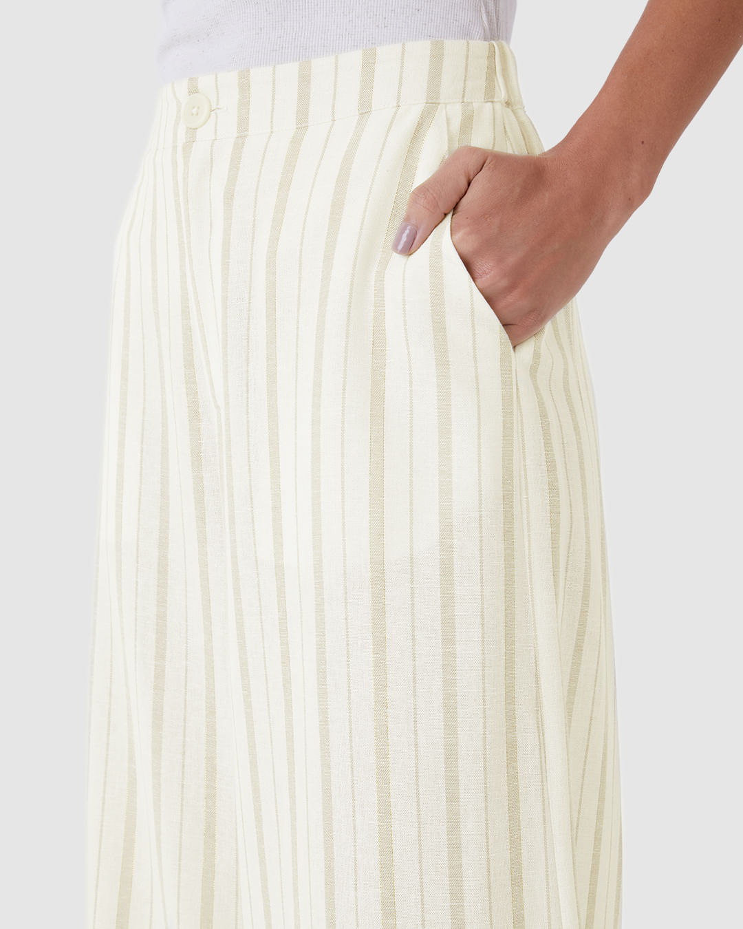 Calça Pantacourt Feminina Bolso Faca Em Viscolinho Lurex - Imagem 16