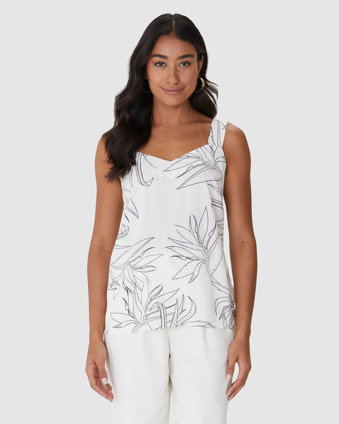 Regata Box Feminina Decote V Alça Larga Em Viscose - Imagem 5