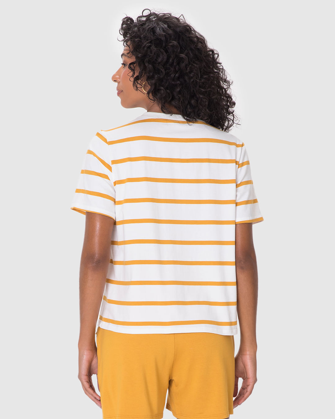 Camiseta Feminina Reta Manga Curta Em Malha Listrada - Imagem 8