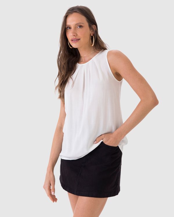 Saia Feminina Cintura Alta Bolso Funcional Em Sarja Com Elastano Preto - 46