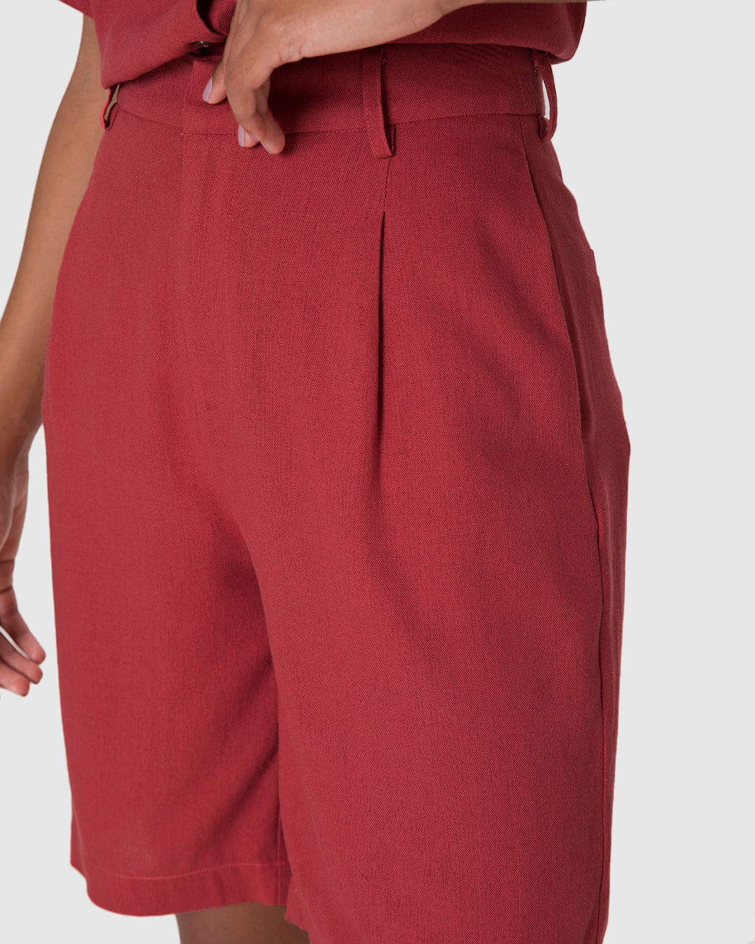 Bermuda Alfaiataria Feminina Bolso Frente E Costas Em Viscolinho - Imagem 16