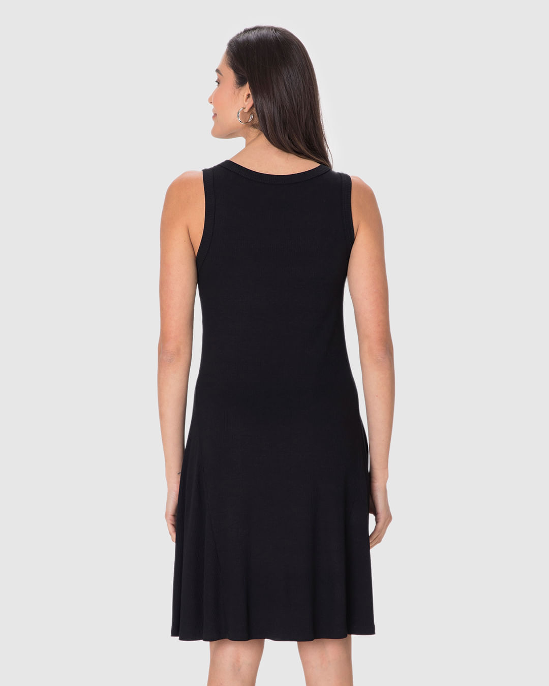 Vestido Feminino Evasê Sem Manga Em Malha Viscose Canelada - Imagem 30