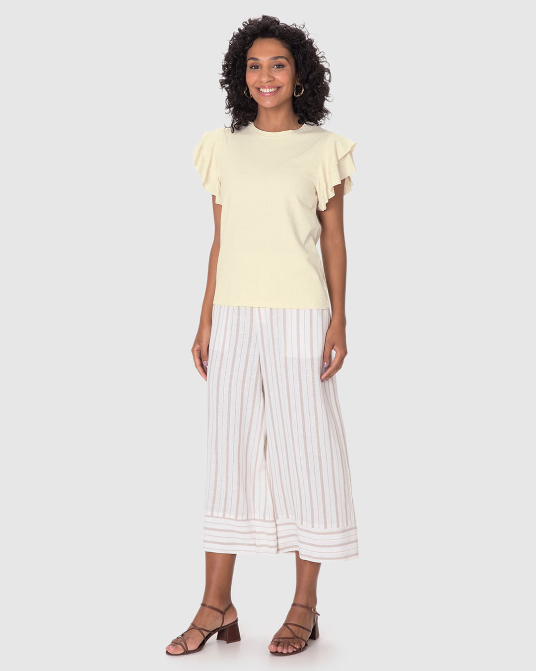 Blusa Feminina Manga Babados Em Malha Linho - Imagem 9