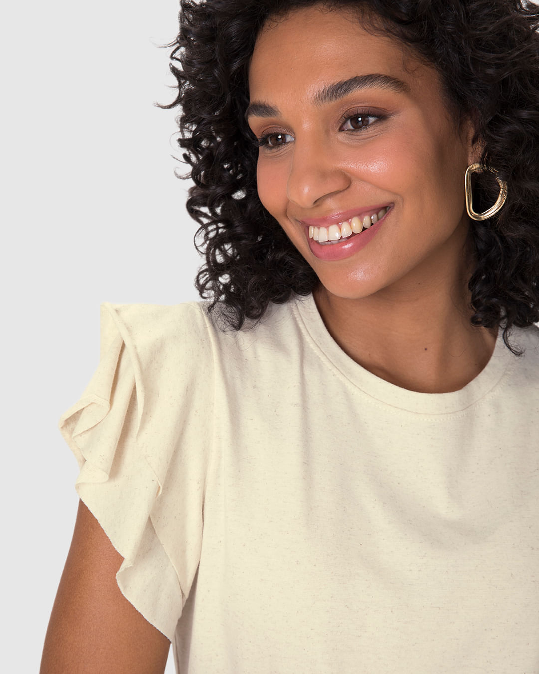 Blusa Feminina Manga Babados Em Malha Linho - Imagem 22