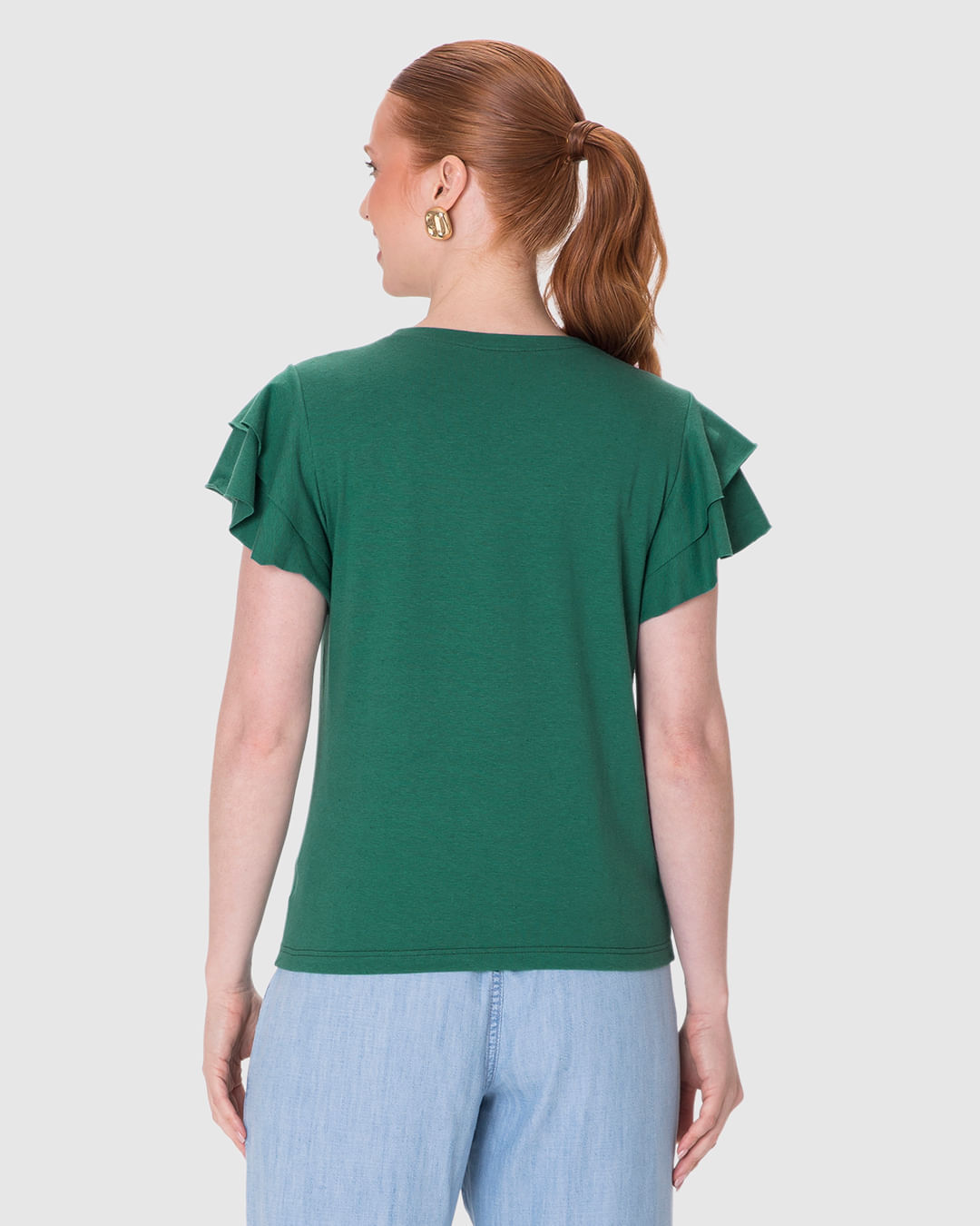 Blusa Feminina Manga Babados Em Malha Linho - Imagem 13