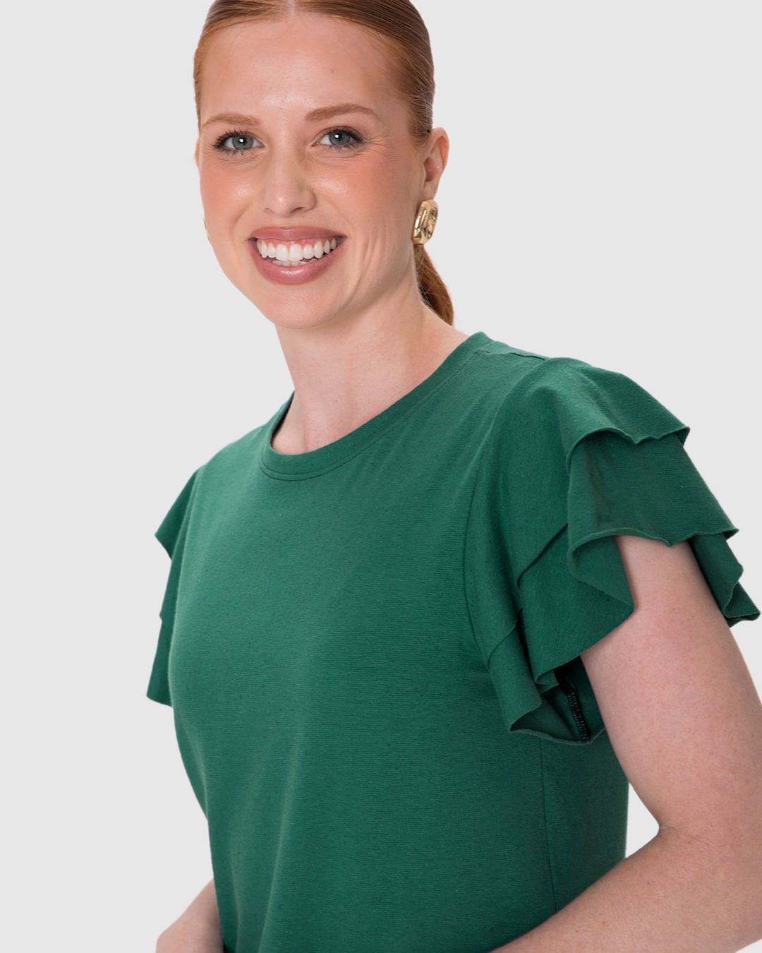 Blusa Feminina Manga Babados Em Malha Linho - Imagem 42