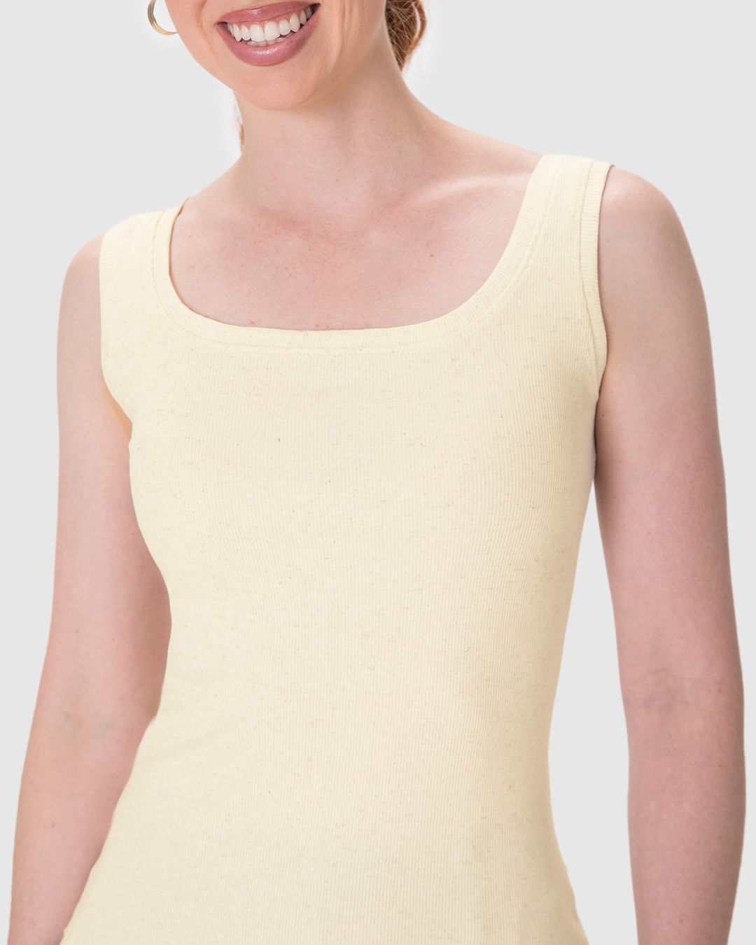 Regata Básica Feminina Decote Quadrado Em Ribana Linho - Imagem 10