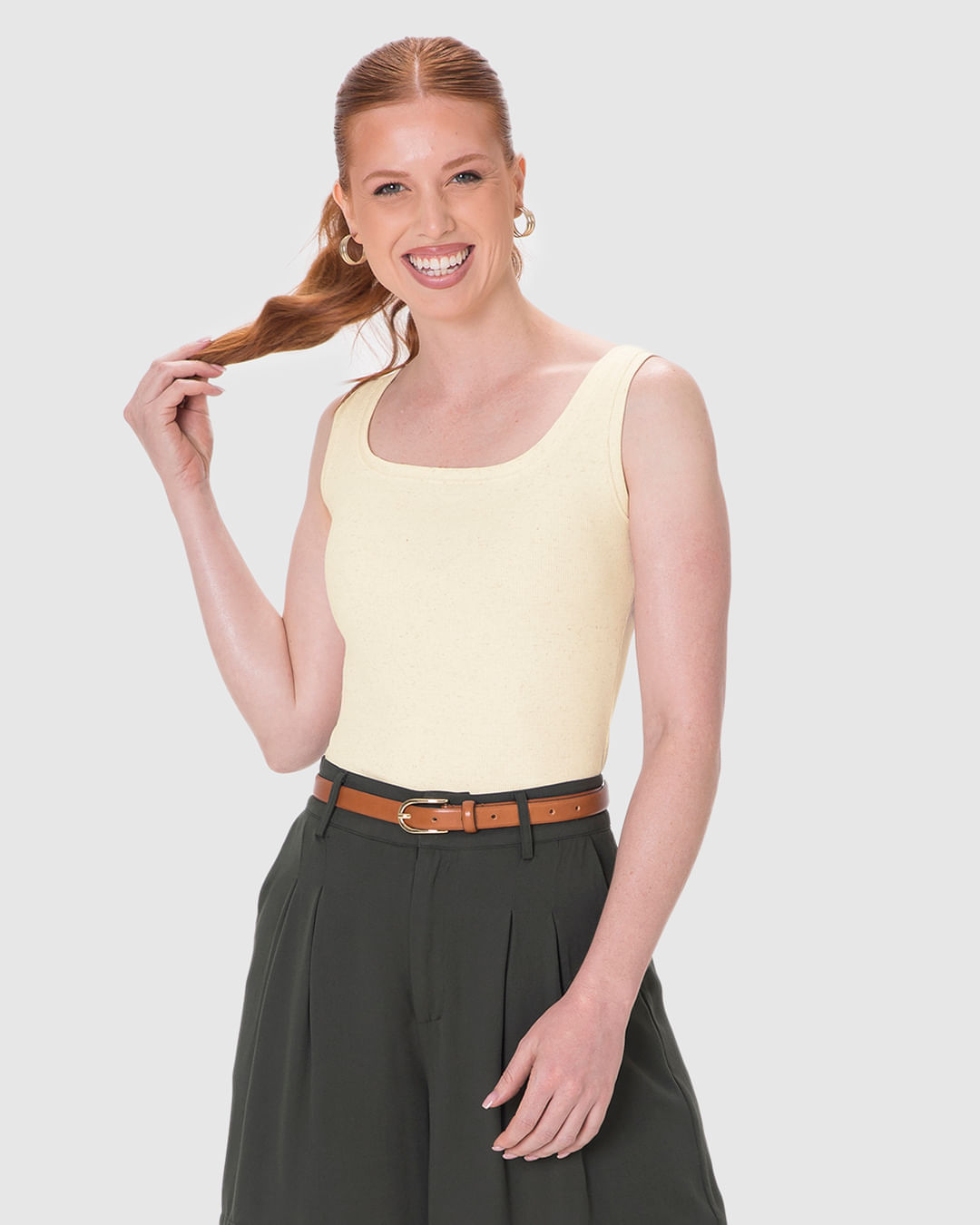 Regata Básica Feminina Decote Quadrado Em Ribana Linho - Imagem 20