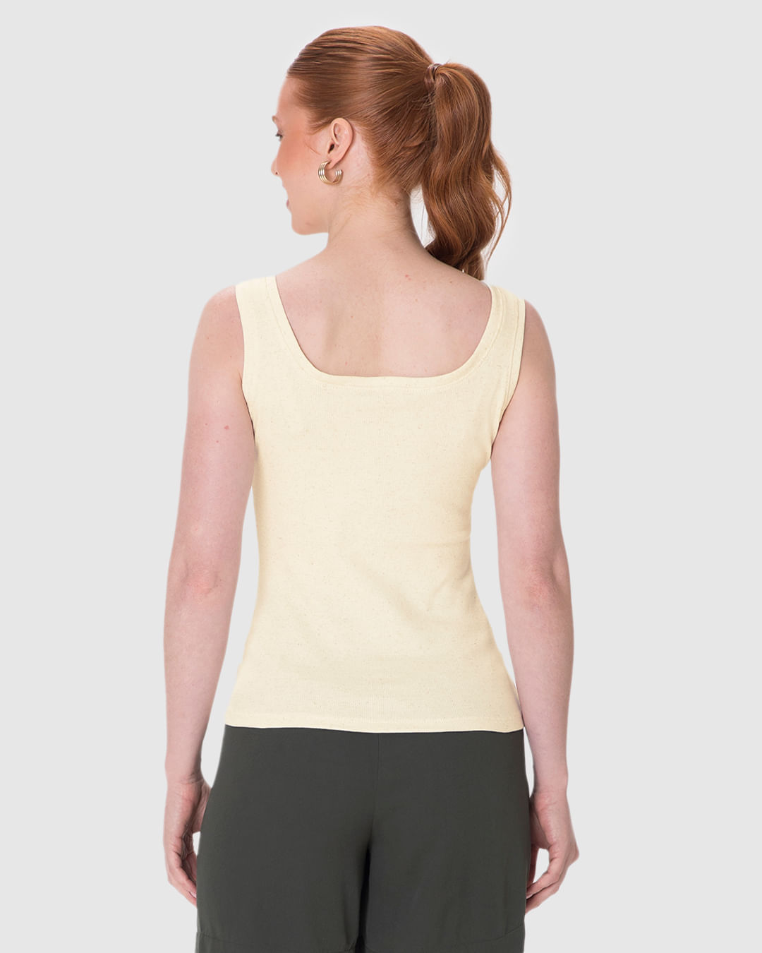 Regata Básica Feminina Decote Quadrado Em Ribana Linho - Imagem 24