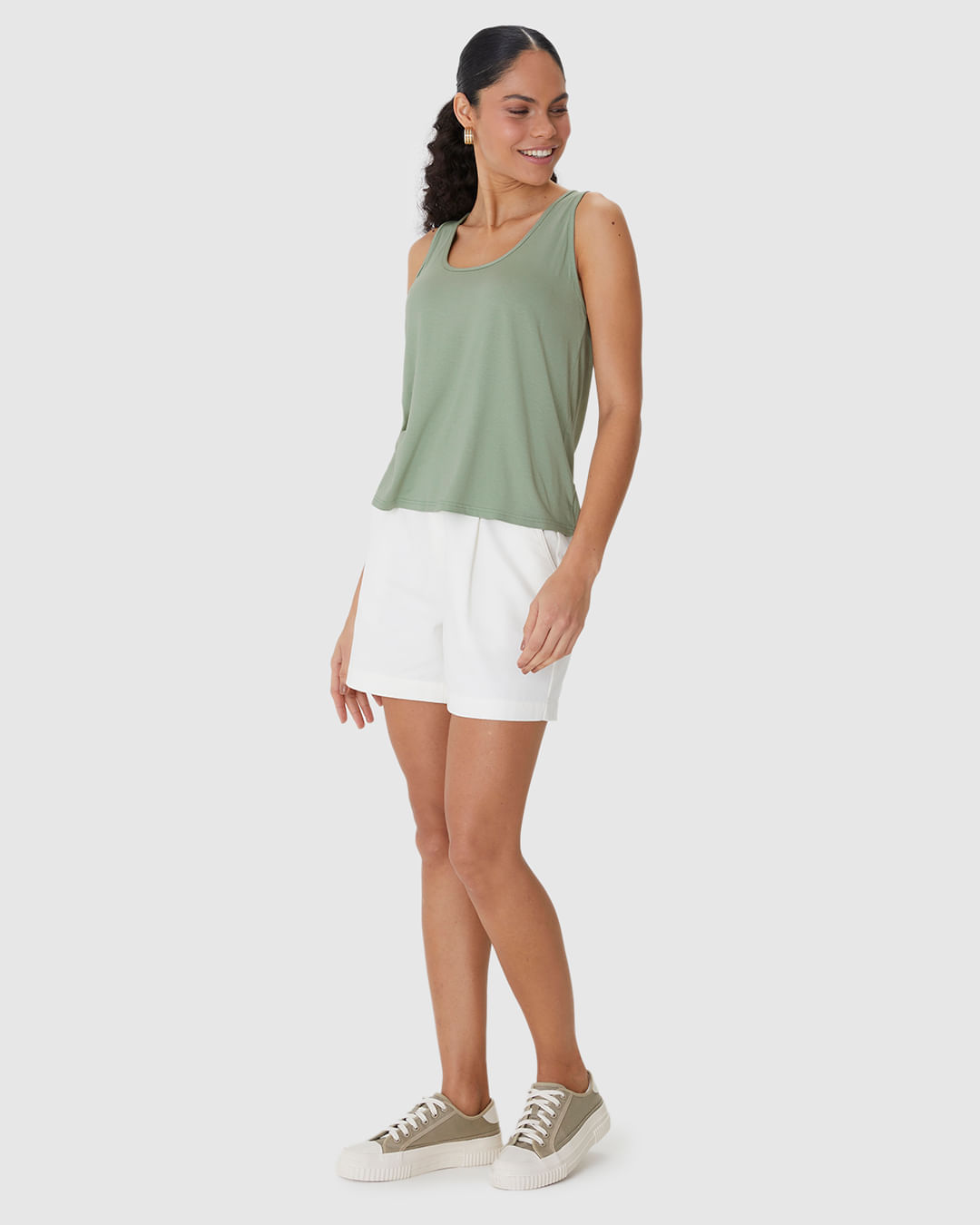 Regata Básica Feminina Evasê Em Malha Viscose Stretch - Imagem 21