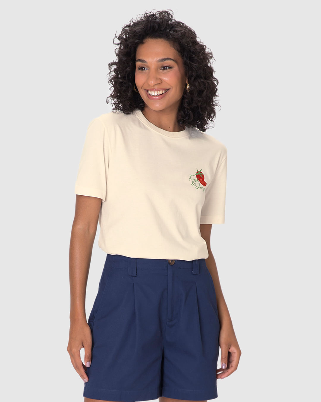 Camiseta Ampla Feminina Estampa Costas Pasta Fresh & Juice Em Algodão - Imagem 20