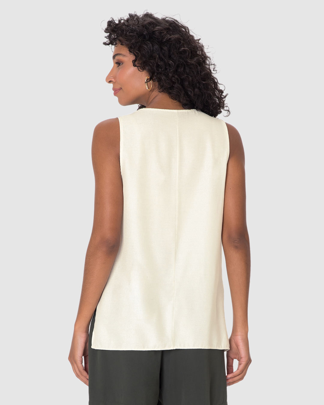 Blusa Feminina Evasê Decote Drapeado Fenda Lateral Em Viscose Lurex - Imagem 6