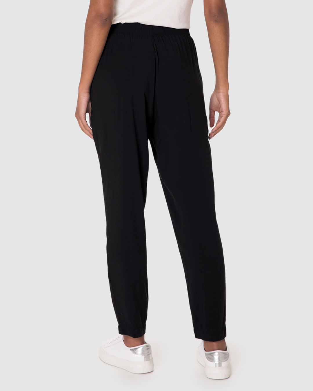 Calça Reta Feminina Cós Elástico Bolso Faca Em Viscose - Imagem 12