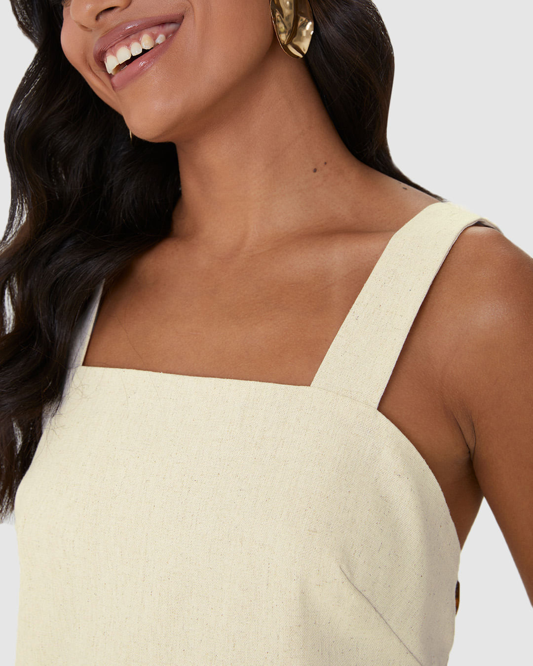 Vestido Midi Feminino Alça Com Aviamento Fenda Costas Em Viscolinho - Imagem 23