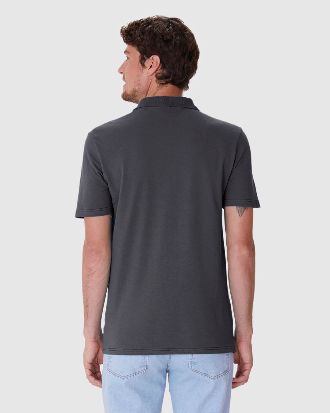 Camisa Polo Básica Masculina Gola Esporte E Bolso Piquet Stretch - Imagem 5